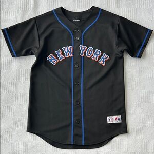 New York Mets Johan Santana #57 Black Jersey youth size large